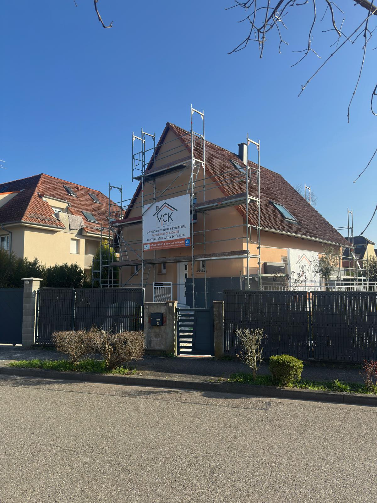 D&eacute;marrage d&rsquo;un chantier d&rsquo;isolation thermique par l&rsquo;ext&eacute;rieur &agrave; Wolfisheim (67202) Lingolsheim